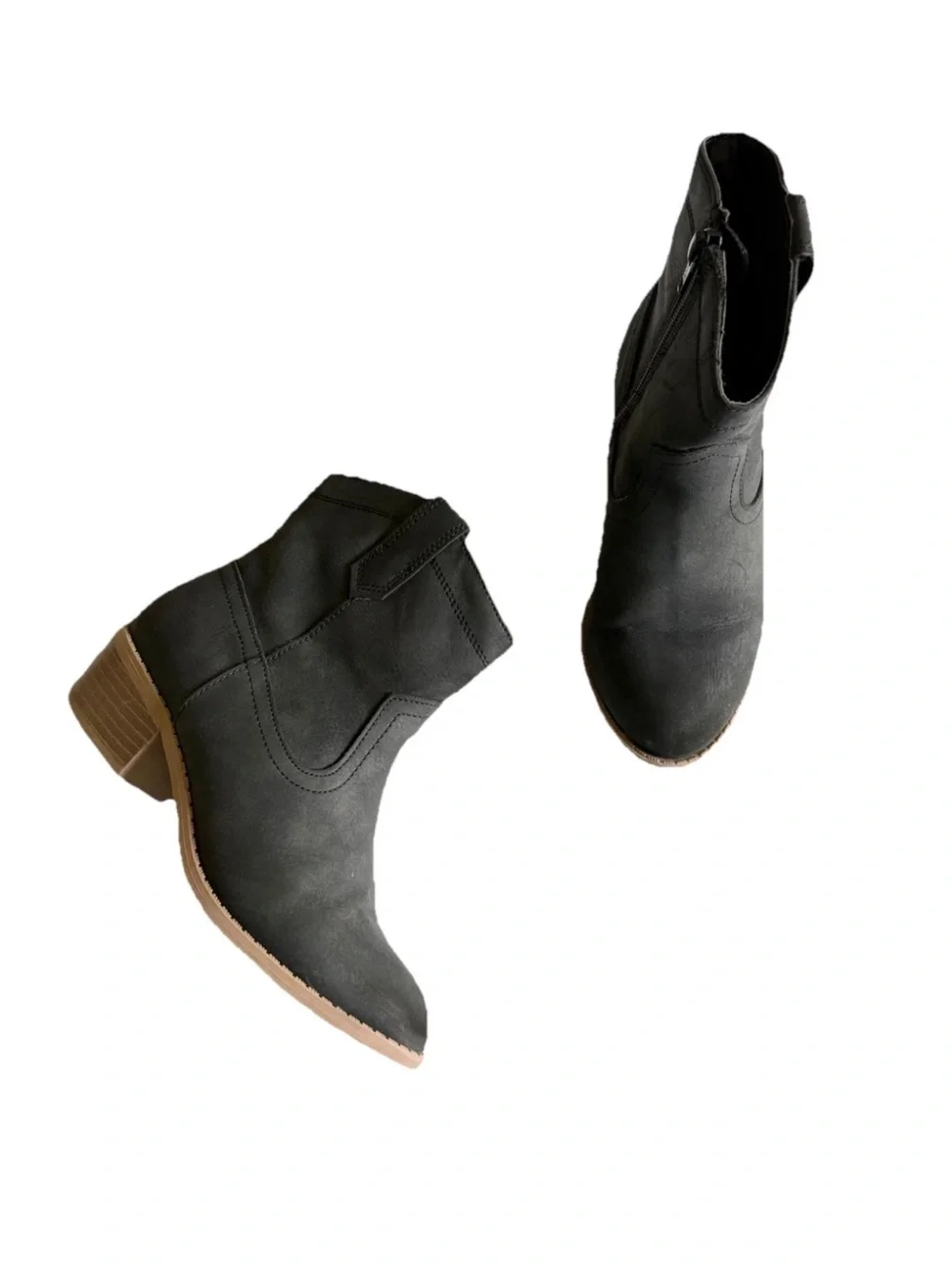 Old Navy Black Ankle Booties with Low Stacked Heel 1Y Western Girls